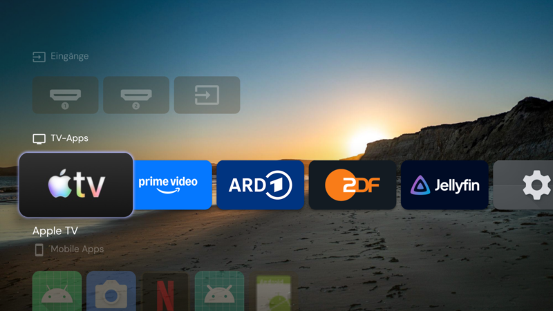 Der neue Launcher kommt mit schönen Hintergrundbildern und reagiert vrzögerungsfrei.