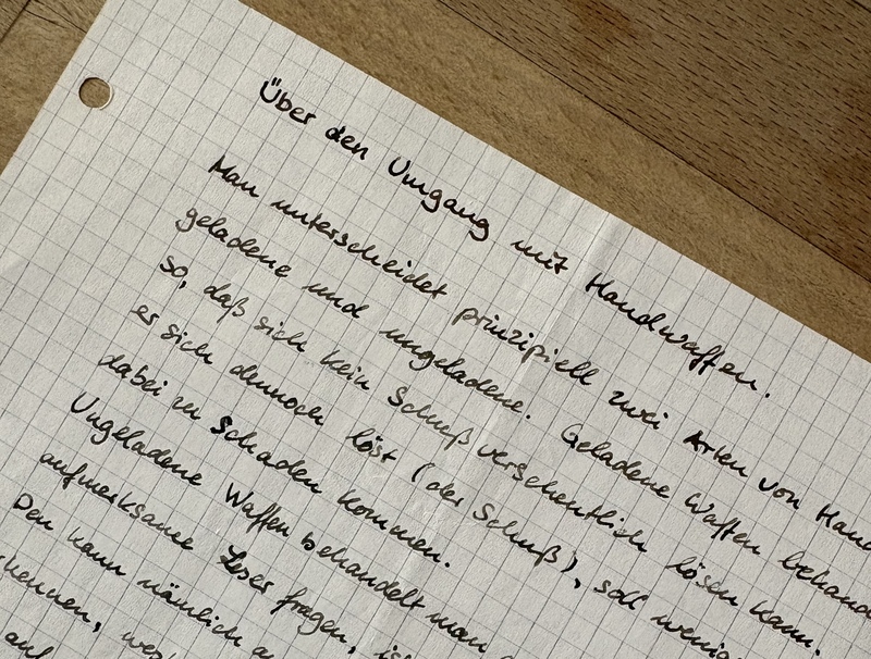 Über den Umgang mit Handwaffen